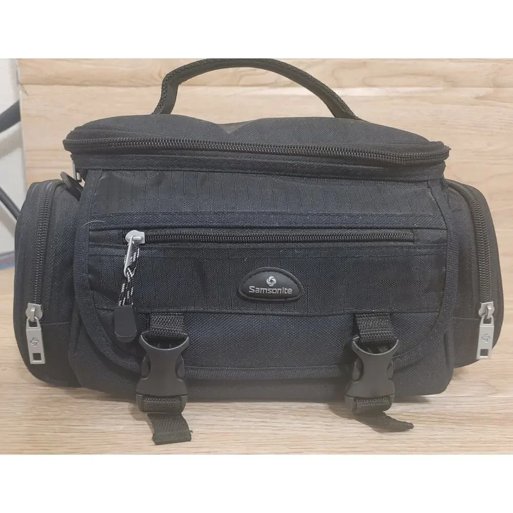 Samsonite Nylon Padded Crossbody Sporty Camera Bag 6 Pocket Black Pre-owned